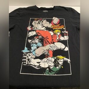 Street Fighter Men's Black Tee T-Shirt Size Large Ryu Ken Chun-Li Guile